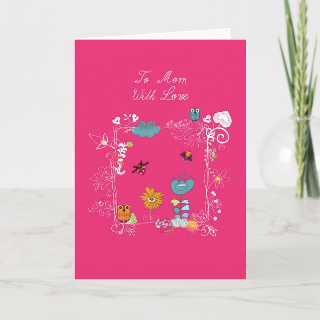 cute owls and flowes card (Front)