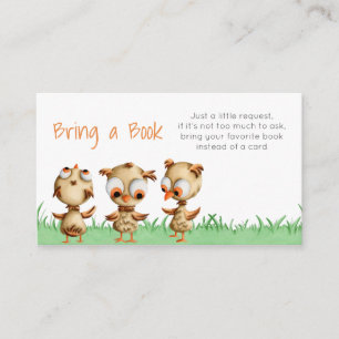 Cute Owls Baby Shower Bring a Book Enclosure Card