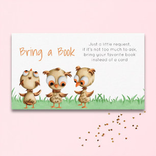 Cute Owls Baby Shower Bring a Book Enclosure Card