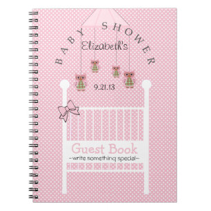 Cute Owls Baby Shower Guest Book- Notebook