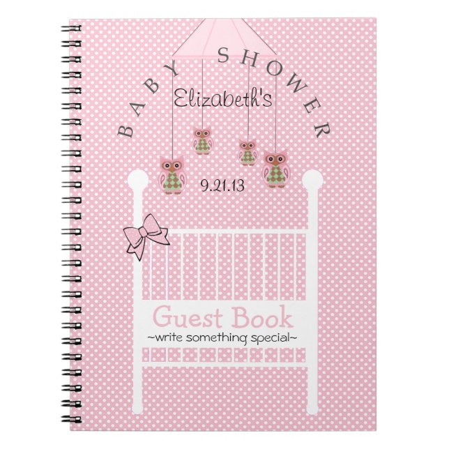 Cute Owls Baby Shower Guest Book- Notebook (Front)