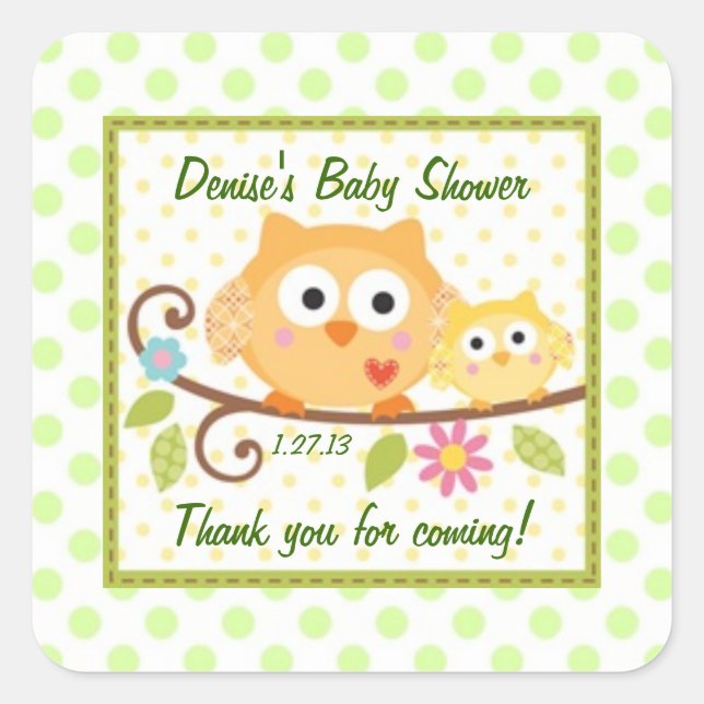 Cute Owls Baby Shower Label (Front)