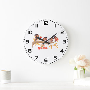 Cute Owls Back to School Graduation  Large Clock