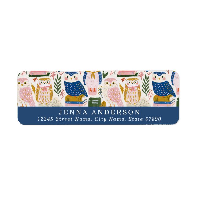 Cute Owls Background Address Label (Front)
