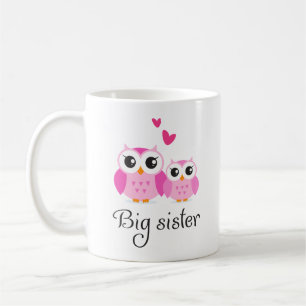 Cute owls big sister little sister cartoon coffee mug