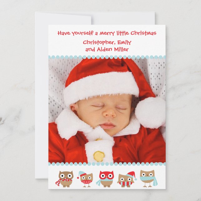 Cute Owls Christmas Card (Front)