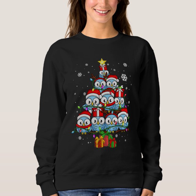 Cute Owls Christmas Tree Pajamas Xmas Lights For F Sweatshirt (Front)