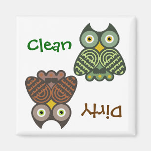 Cute Owls Clean Dirty Dishwasher Magnet