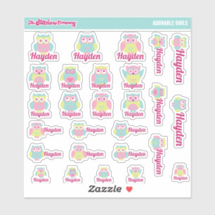 Cute Owls Custom Name Labels   School