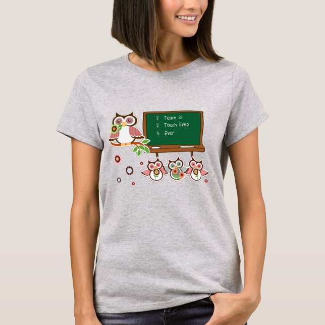Cute Owls Design T-Shirt for Teacher (Front)