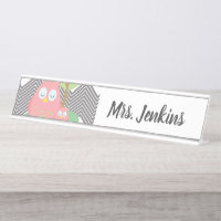 Cute Owls Elementary Teachers Desk Name Plate