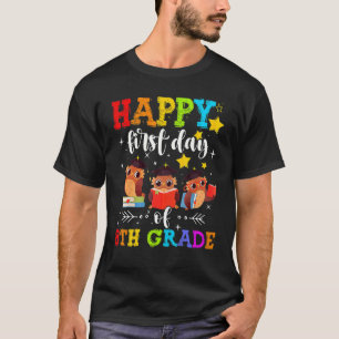 Cute Owls Happy First Day Of 8th Grade Teacher Stu T-Shirt