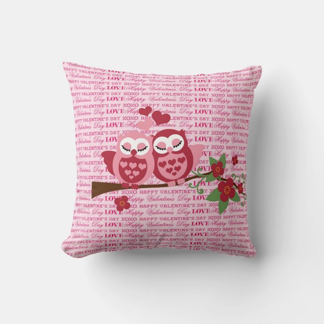 Cute Owls in Love Happy Valentine's Day Gifts Cushion (Front)