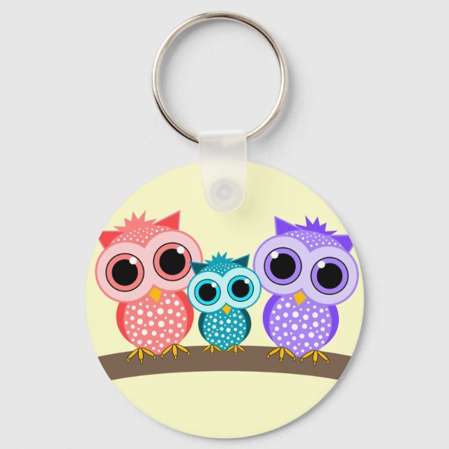 cute owls key ring (Front)