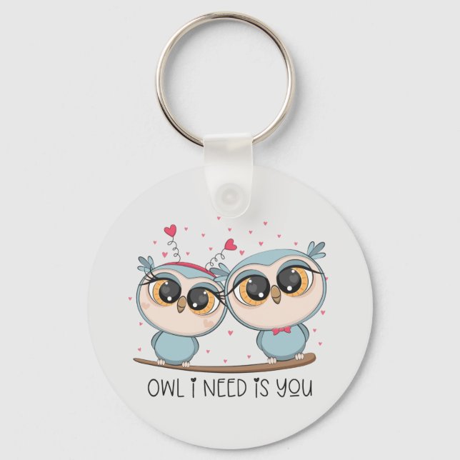 Cute Owls  Key Ring (Front)