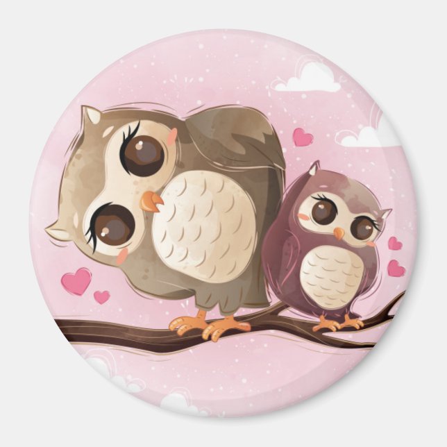 Cute Owls Magnet (Front)