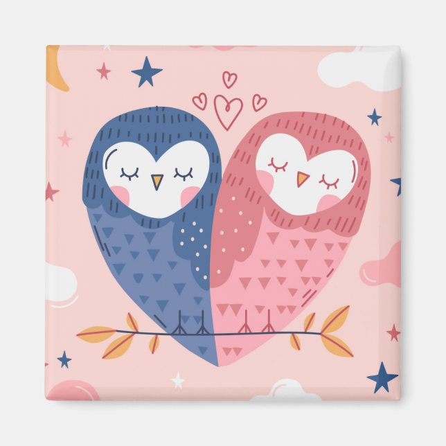 Cute Owls Magnet (Front)