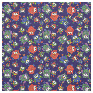 Cute Owls on Navy Blue Fabric to Customise