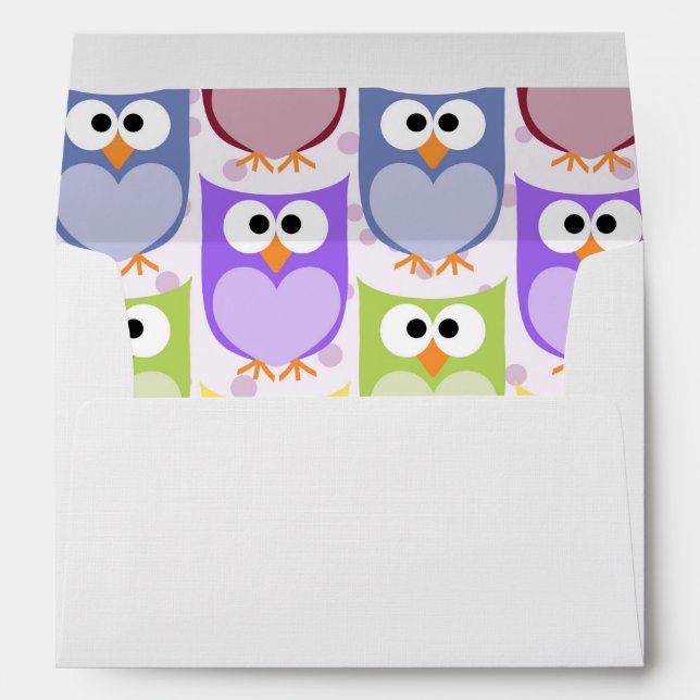 Cute Owls, Owl Pattern, Baby Owls, Colourful Owls Envelope (Back (Bottom))