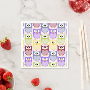 Cute Owls, Owl Pattern, Baby Owls, Colourful Owls Napkin