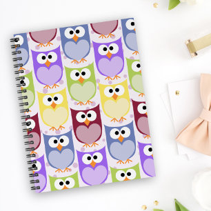 Cute Owls, Owl Pattern, Baby Owls, Colourful Owls Notebook