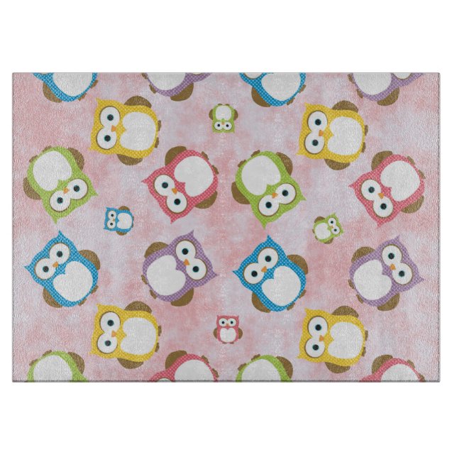 Cute Owls, Owl Pattern, Colourful Owls, Baby Owls Cutting Board (Front)