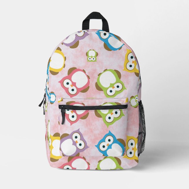 Cute Owls, Owl Pattern, Colourful Owls, Baby Owls Printed Backpack (Front)