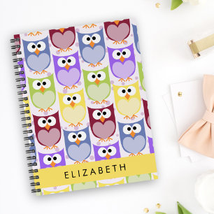 Cute Owls, Owl Pattern, Colourful Owls, Your Name Planner