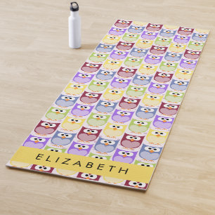 Cute Owls, Owl Pattern, Colourful Owls, Your Name Yoga Mat