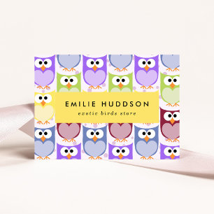 Cute Owls, Owl Pattern, Pet Shop, Bird Store Business Card