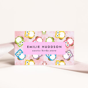 Cute Owls, Owl Pattern, Pet Shop, Bird Store Business Card