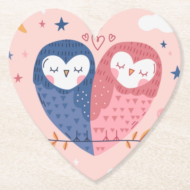 Cute Owls Paper Coaster (Front)