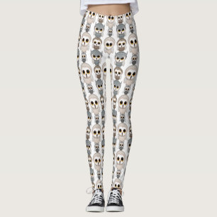 Cute Owls Pattern On White Leggings