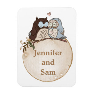Cute Owls Personalised Wedding Magnets