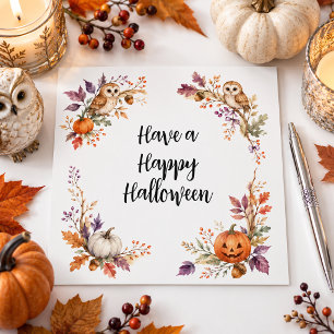 Cute Owls & Pumpkin Patch Halloween Greeting Card