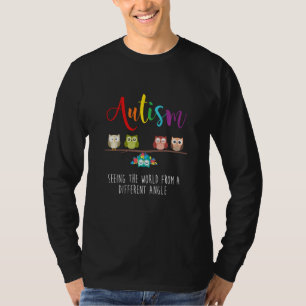 Cute Owls Puzzle Pieces Autistic Kids Autism Aware T-Shirt