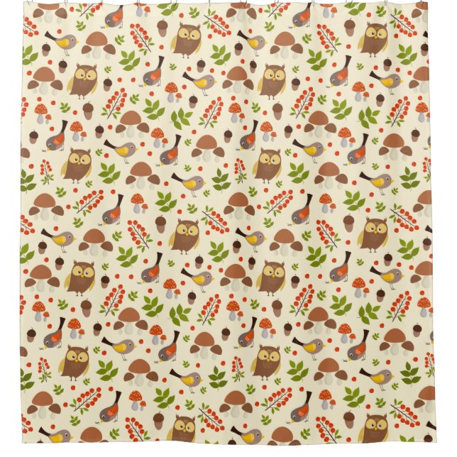 Cute Owls Shower Curtain (Front)