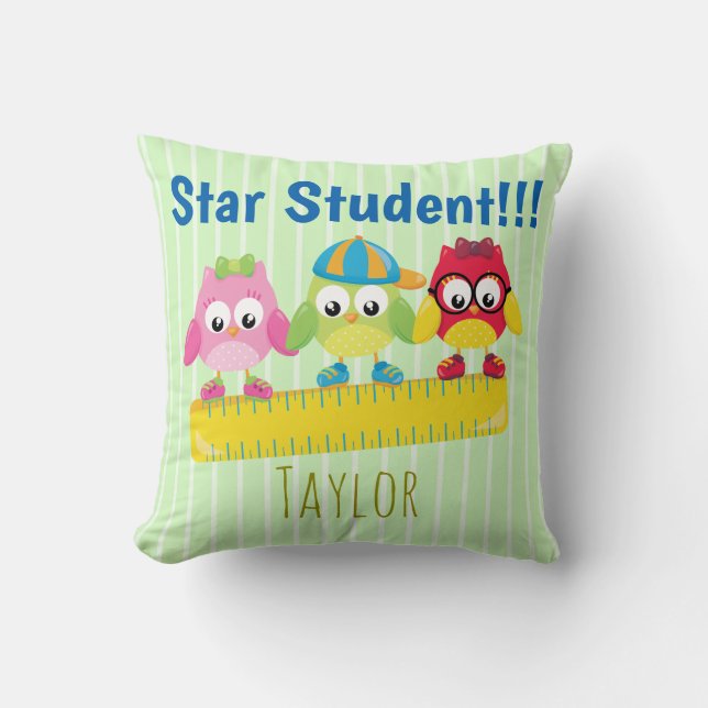 Cute Owls Star Student Cushion (Front)