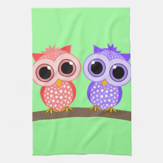 cute owls tea towel