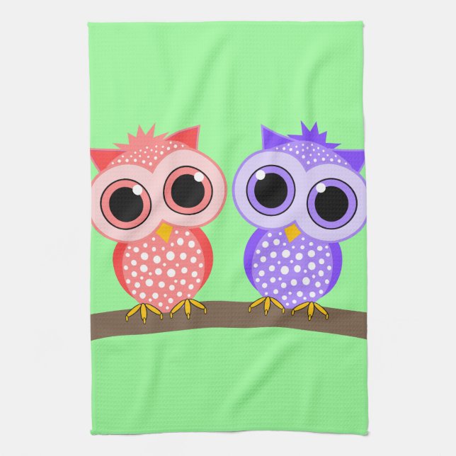 cute owls tea towel (Vertical)