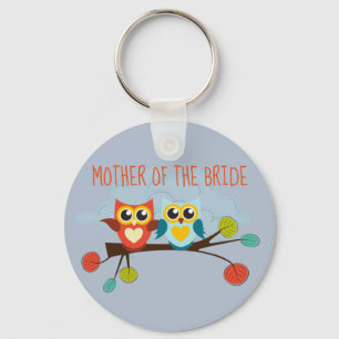 Cute OWLS Themed Wedding Blue Orange Key Ring