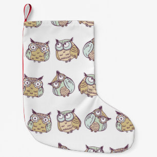 Cute owls: vintage seamless pattern. small christmas stocking