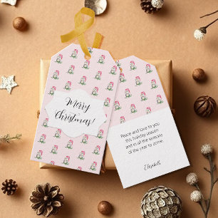 Cute Owls Watercolor Pattern Monogrammed Gift Tags