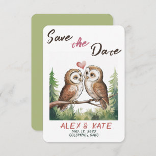Cute Owls Wedding Save the Date Announcement