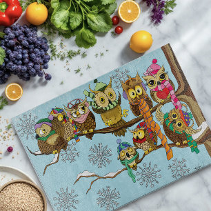 Cute Owls Winter Snowflakes Cutting Board