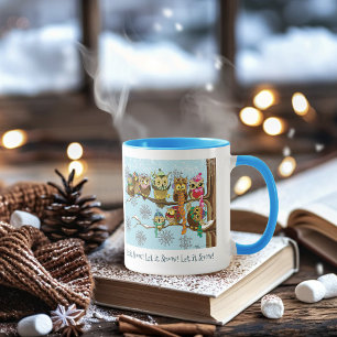 Cute Owls Winter Snowflakes Mug