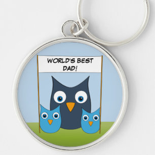 Cute Owls - "World's best Dad!" - Father's Day Key Ring
