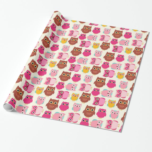 Cute Owls Wrapping Paper (Unrolled)