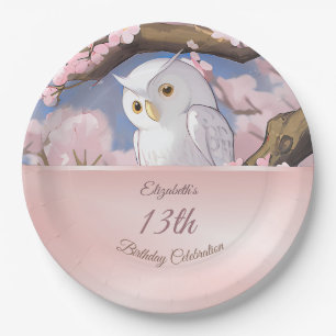 Cute Owlt   Custom Birthday Paper Plates