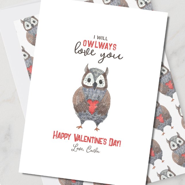Cute Owlways Love You Valentine's Day Holiday Card (Creator Uploaded)